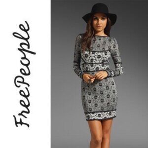 Free People Floral Lace Bodycon Jersey Dress Size S NWT